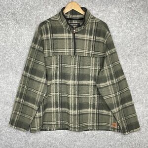 John Wayne Stock Supply Plaid Fleece 1/4 Zip Pullover Mens XXL Western Outdoor‎